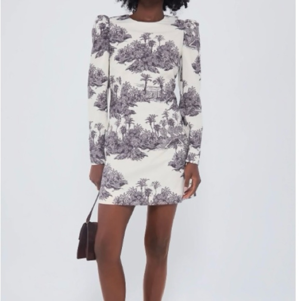 Tuckernuck Ivory and Coffee Toile Domino Dress/M/NWT